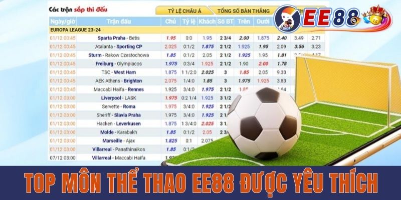 Top các môn thể thao EE88 được yêu thích nhất