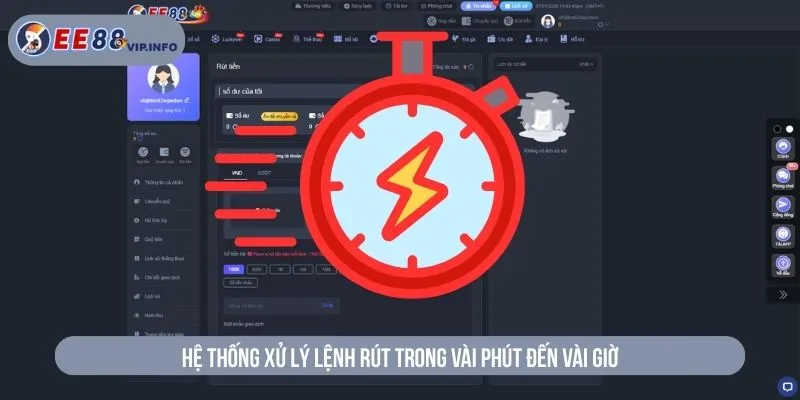Rút Tiền EE88 Mất Bao Lâu? Sự Thật Người Chơi Cần Biết Hệ thống xử lý lệnh rút trong vài phút đến vài giờ